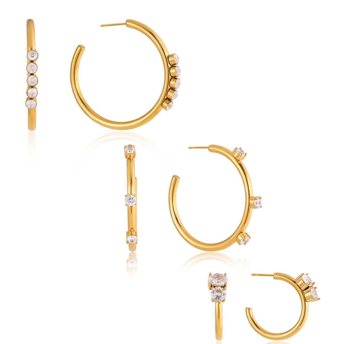 Stainless Steel Zircon Type Ear Light Earrings