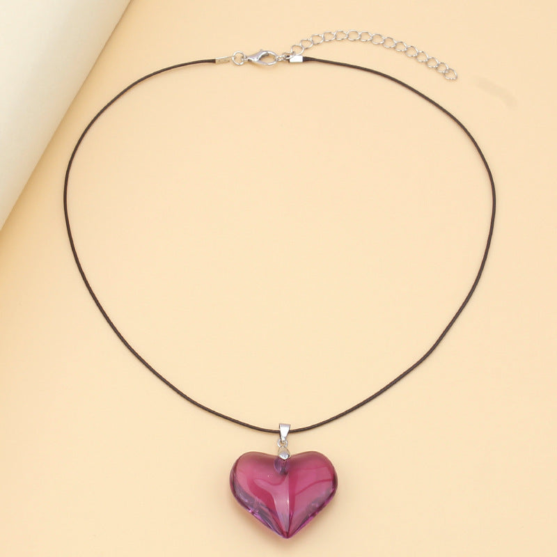 Women's Beads Chain Heart For Versatile Peach Necklaces