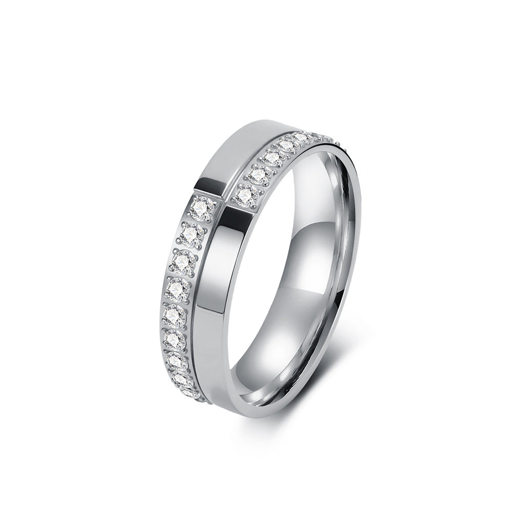 Titanium Steel Female Niche High-grade Light Luxury Hand Full Diamond Ring