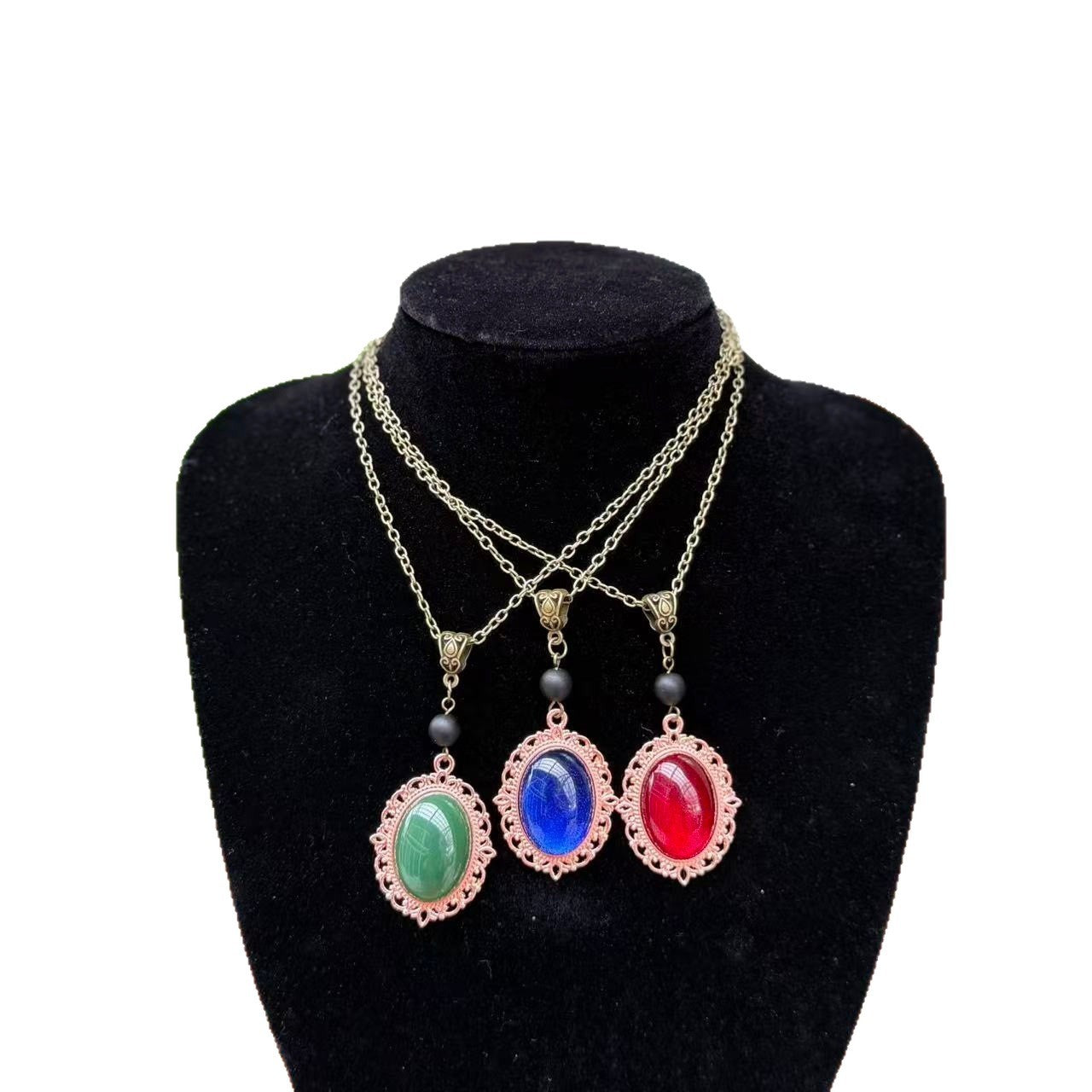 Personality Red Blue Green Gemstone Copper Pendants