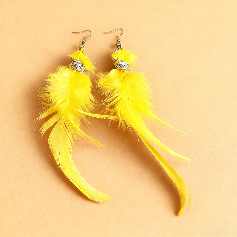 Ethnic Style Feather Elegance Retro Niche High Sense Earrings