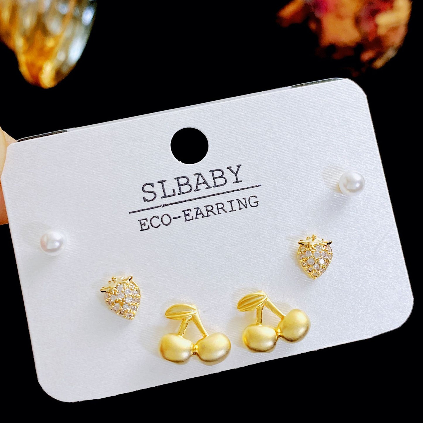 Micro Inlaid Zircon Pearl Commuter Three Pairs Earrings