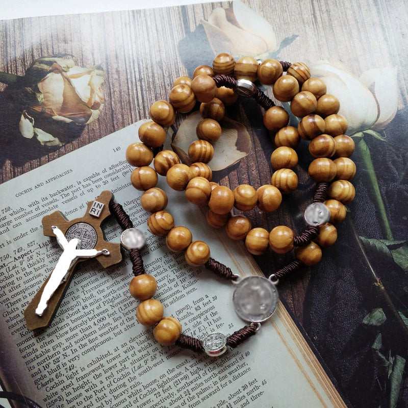 Retro Light Wooden Bead Hand-woven Beads Necklace