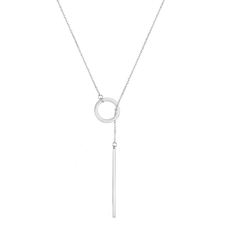 Stainless Steel Clavicle Chain Geometric Round Necklaces