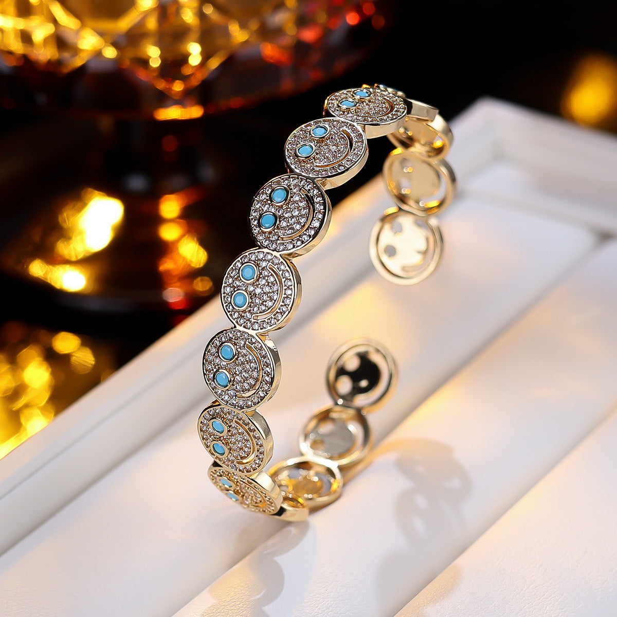 Simple Round Smiley Face Synthetic Zircon Bracelets