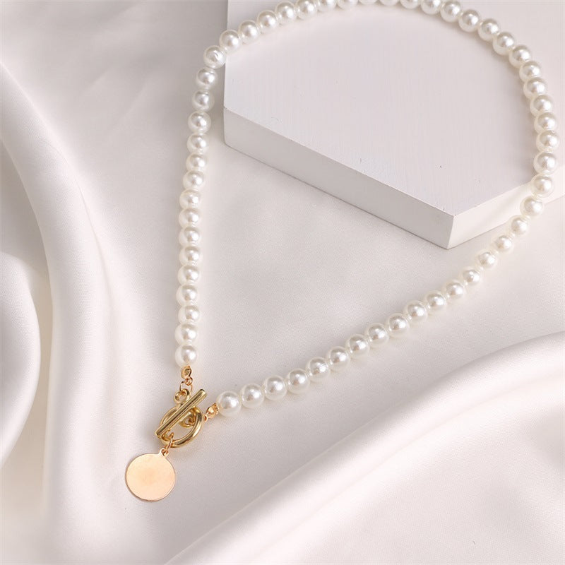 Handmade Pearl Round Piece Niche High-grade Clavicle Necklaces