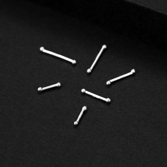 Sterling Sier Double-headed Round Beads Ear Sticks Simple Man's Earrings