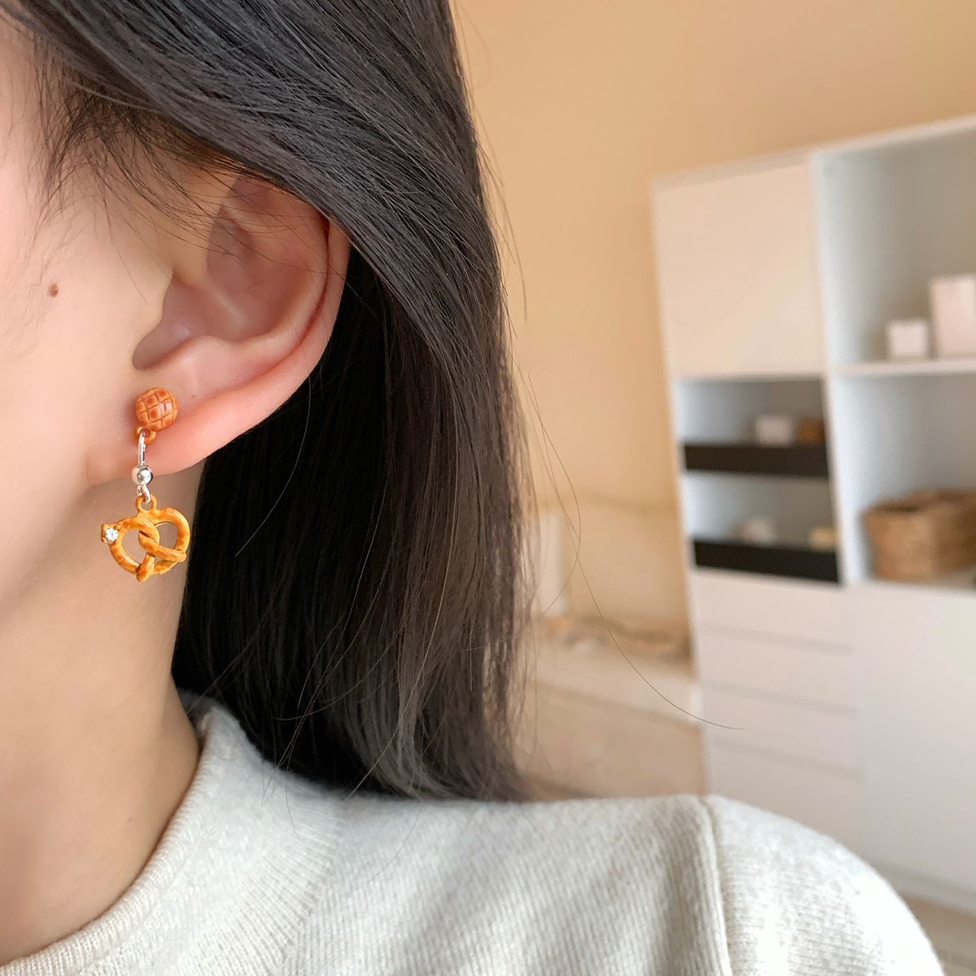 Women's Bread Party Earings Sier Needle Fun Cute Exquisite Sweet High Earrings