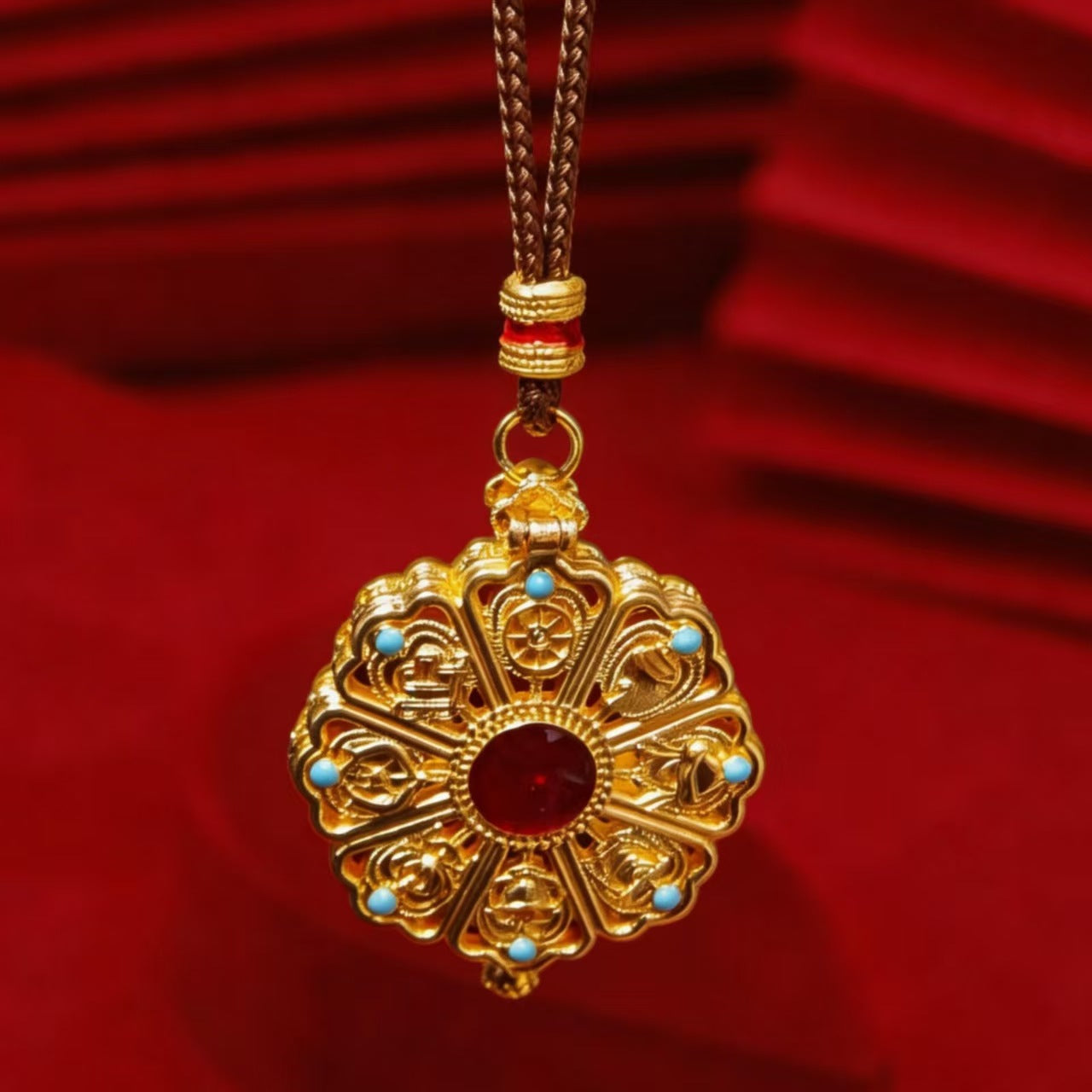 Women's & Men's Gourd Yellow God Of Wealth Buddha Mixed Alloy Retro National Necklace