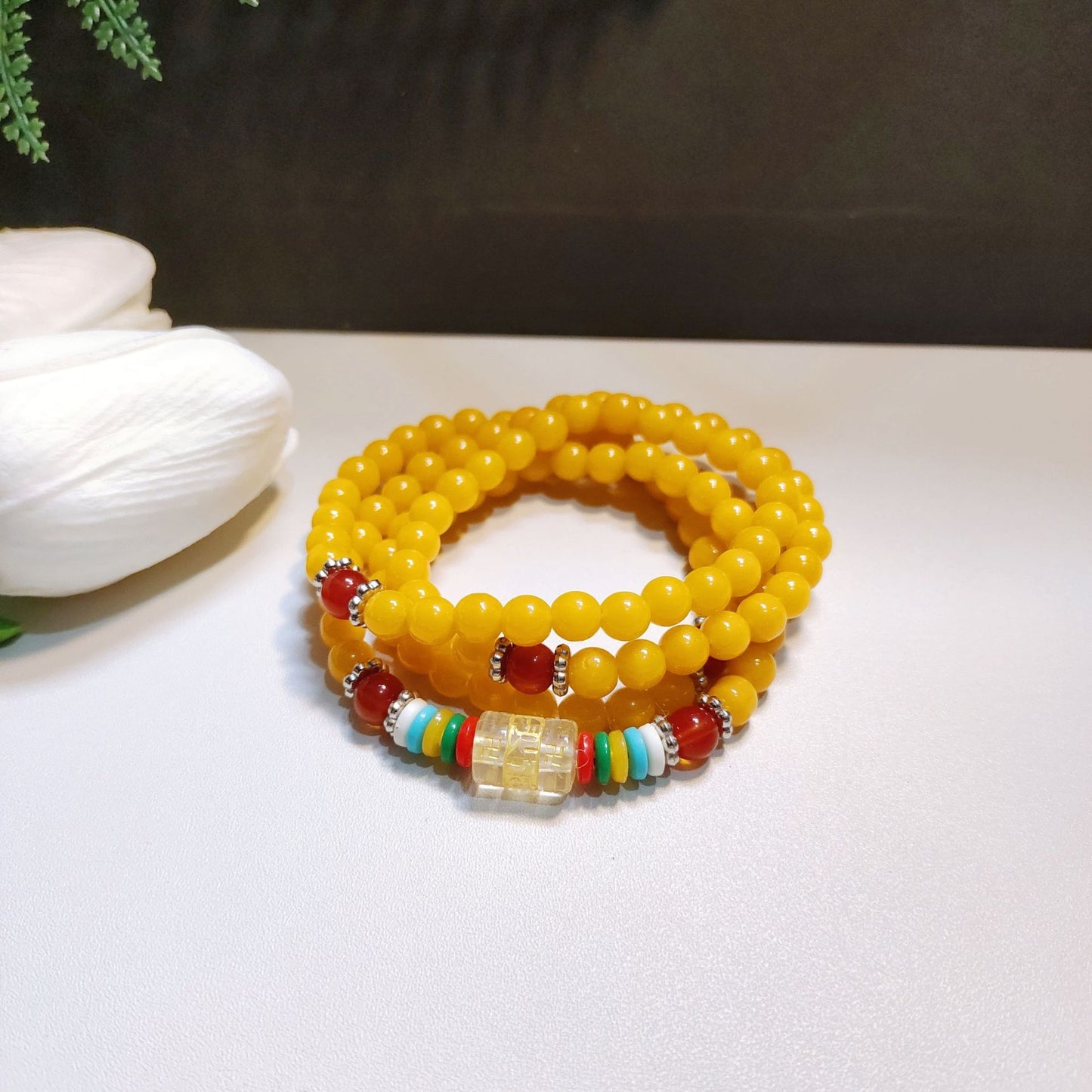Women's & Men's Beads Four Circles Six Words Mantra Multi Gift Five Bracelet