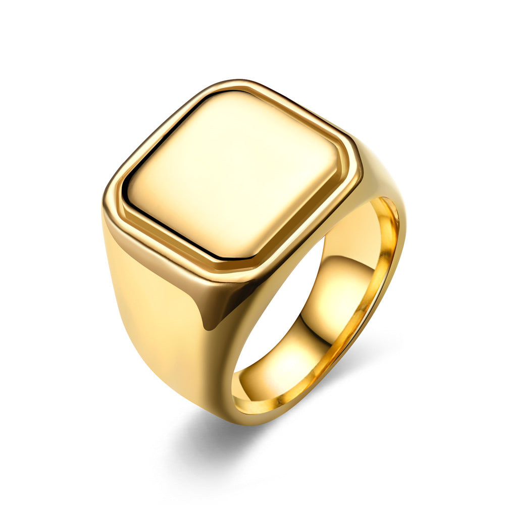 Men's Personalized Hip Hop Square Glossy Stainless Rings