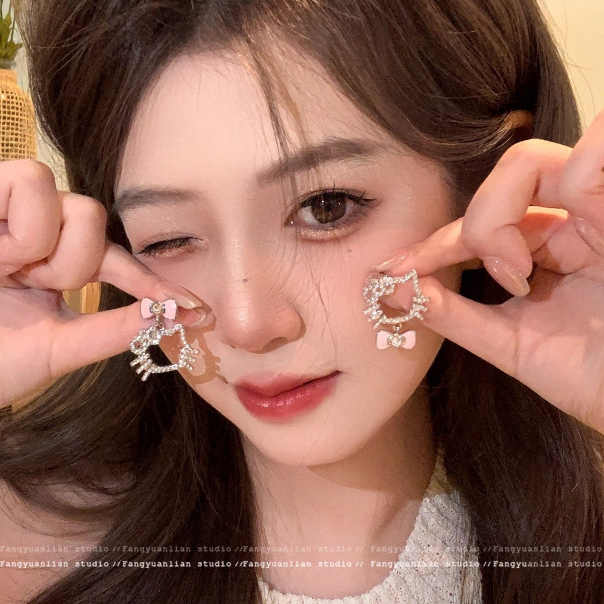 Full Diamond Cat Female Sweet Cute Niche Rings