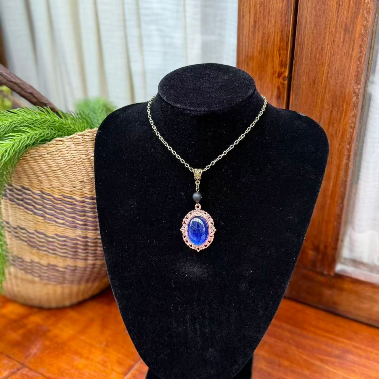Personality Red Blue Green Gemstone Copper Pendants