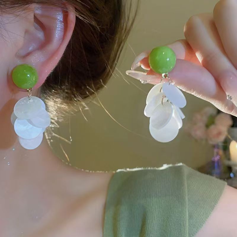 Avocado Green Fashionable Vacation Style Elegant Light Stud Earrings
