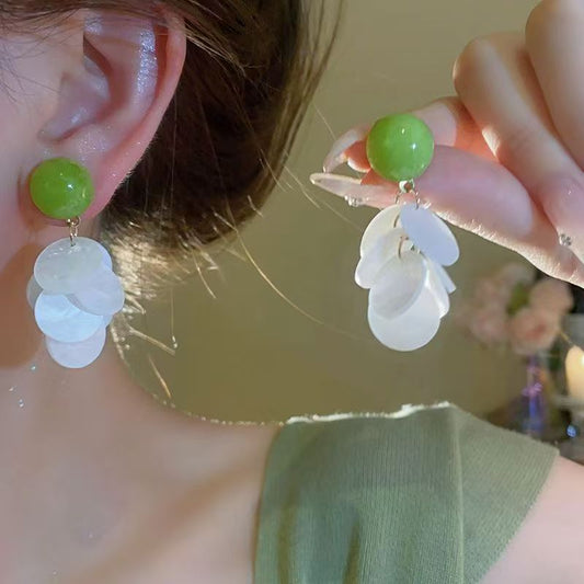 Avocado Green Fashionable Vacation Style Elegant Light Stud Earrings
