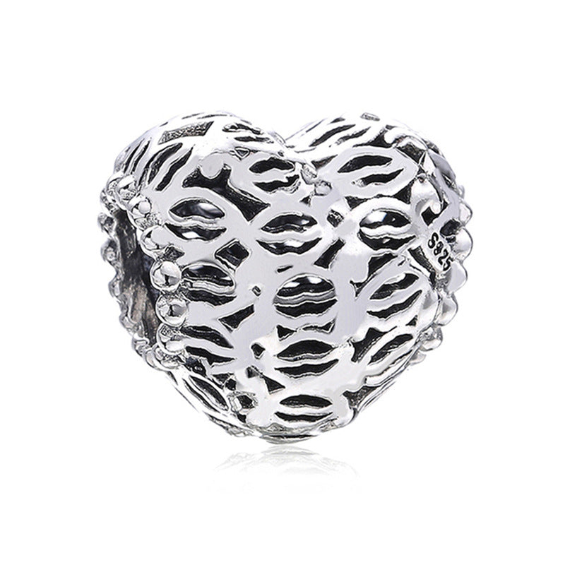 Alloy Large Hole Beads Hollowed Heart Shape Jewelry Accessories