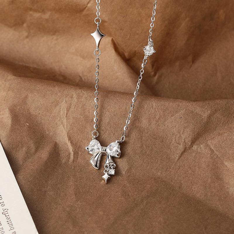 Women's Heart Bow For Minority Simple Design Necklace
