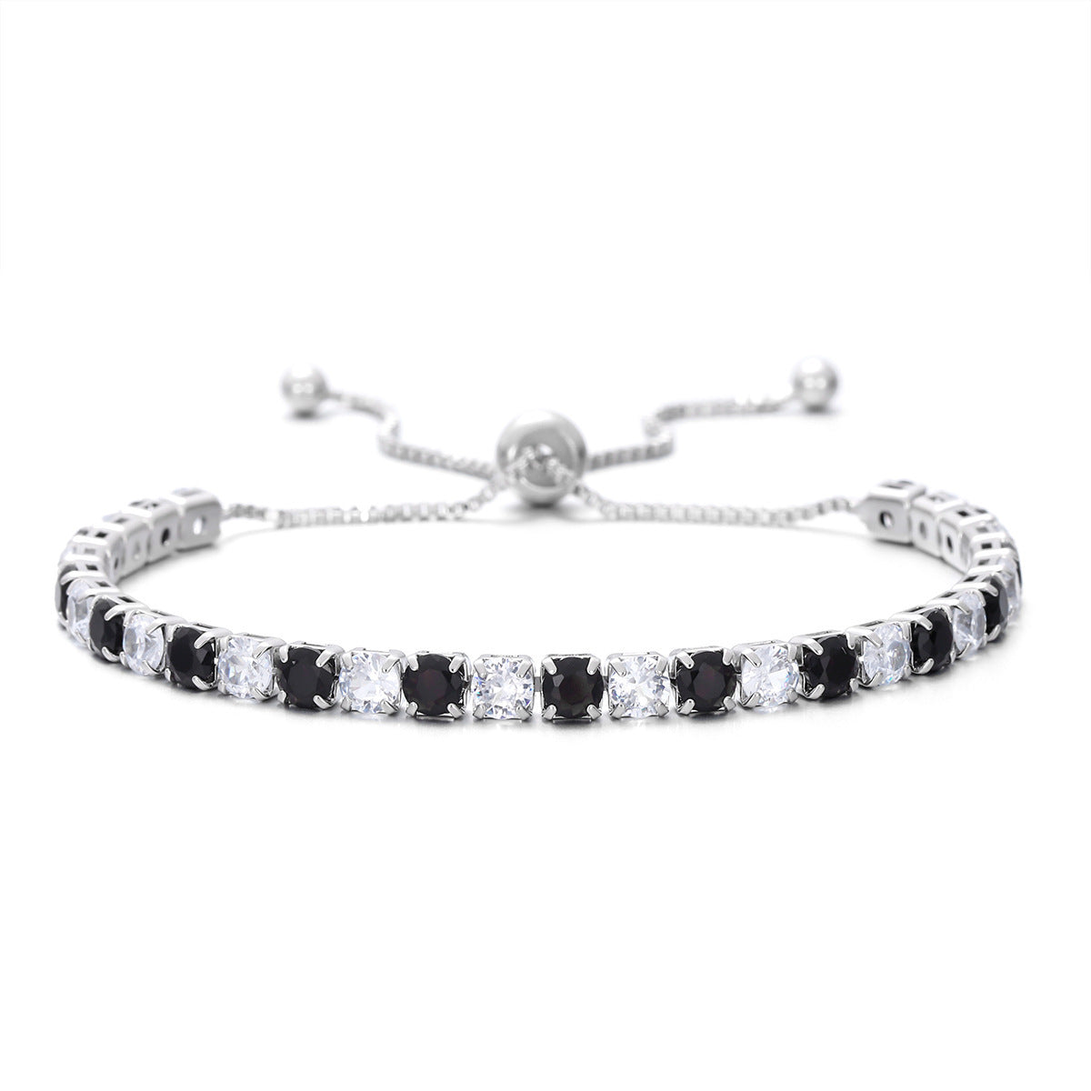 Zircon Single Row Full Diamond Adjustable Draw Tennis Fashion Bracelet