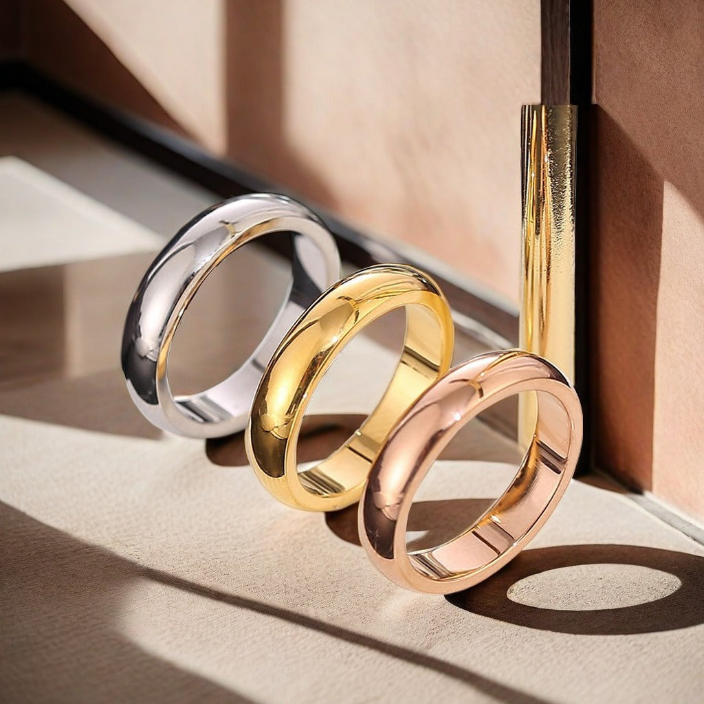 Simple Korean Glossy Couple Support Personality Ring