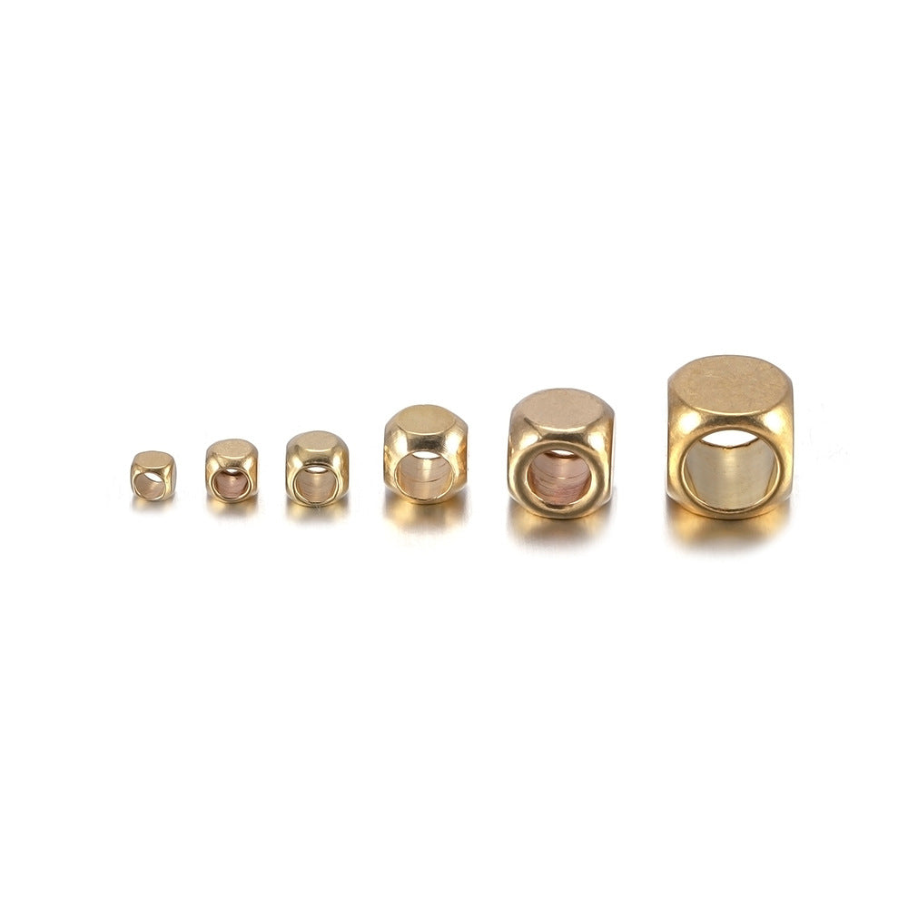 Brass Pearlescent Perforated Beads Square Metal Jewelry Accessories