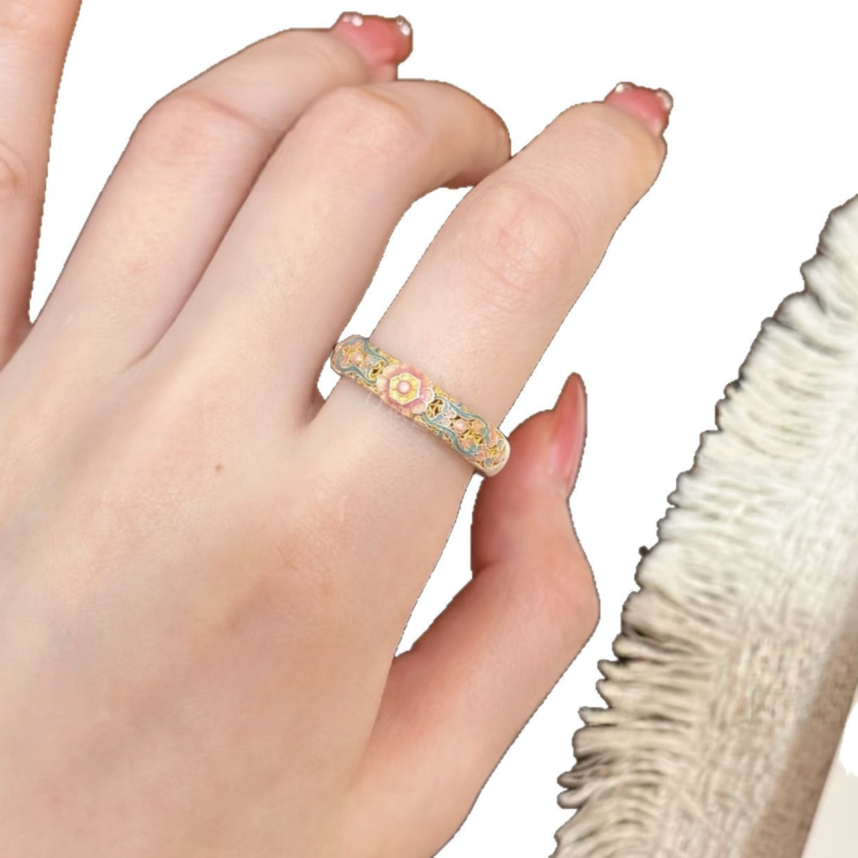 Women's Enamel Begonia Niche High-grade Light Luxury Ring