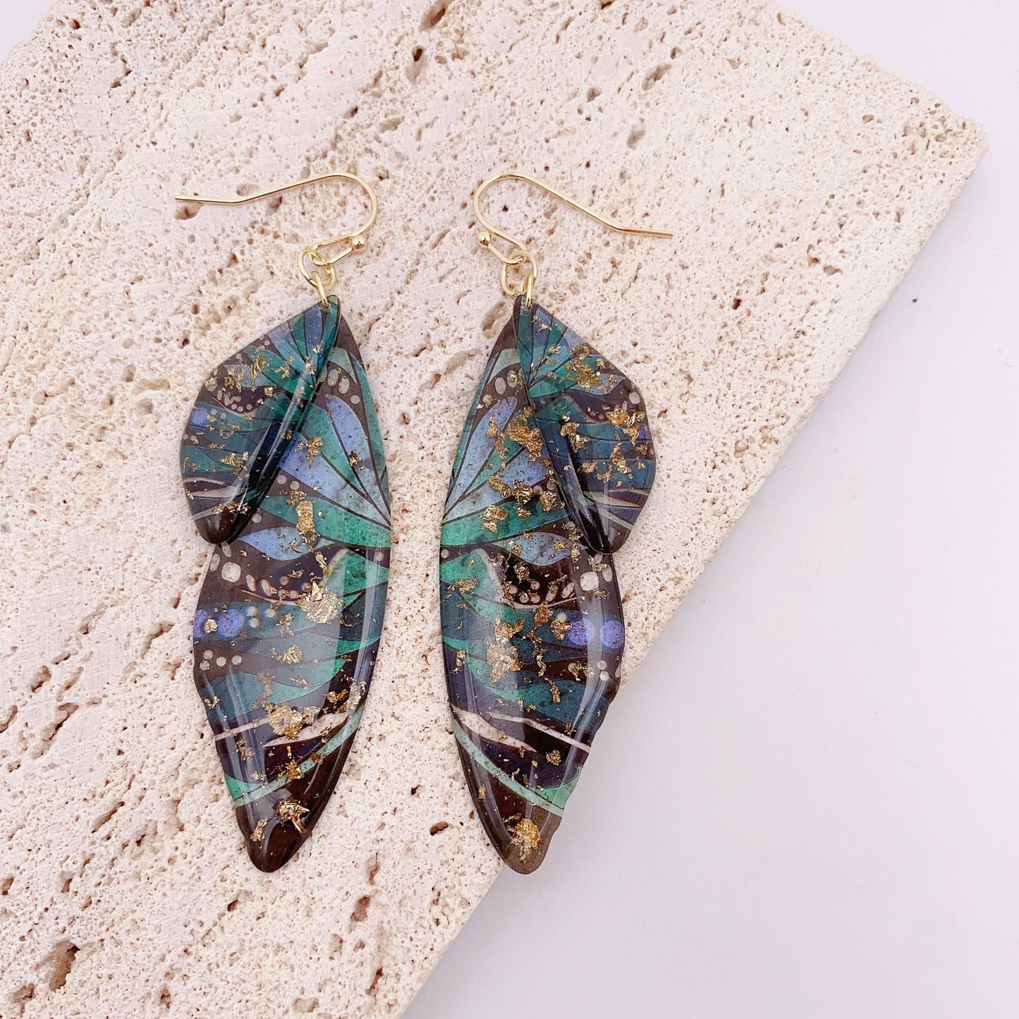 Women's Sier Cicada Wings Ear Hook Butterfly Temperamental Fairy Long Eardrop Earrings