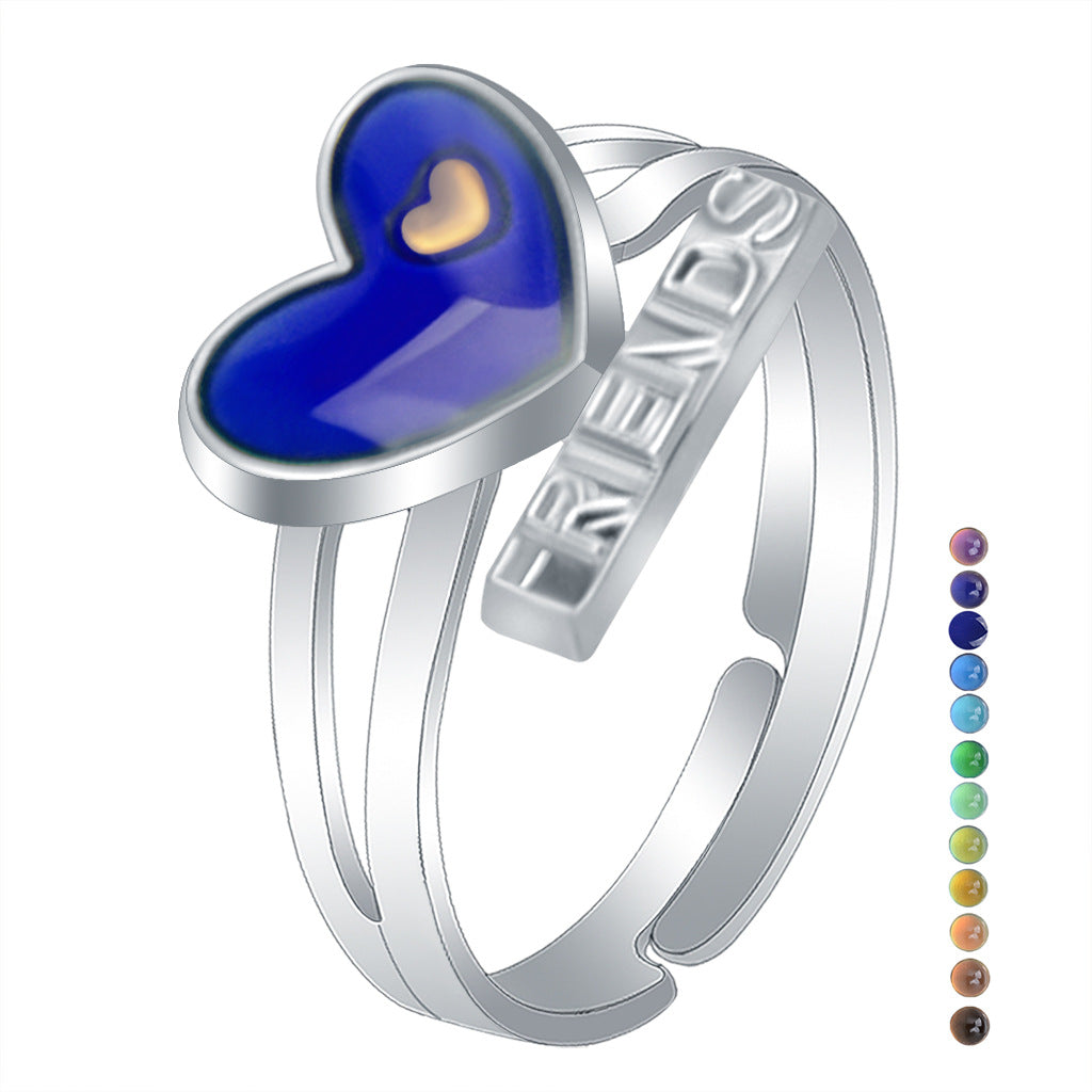 Fashion Sweet Heart Love Temperature Change Ring