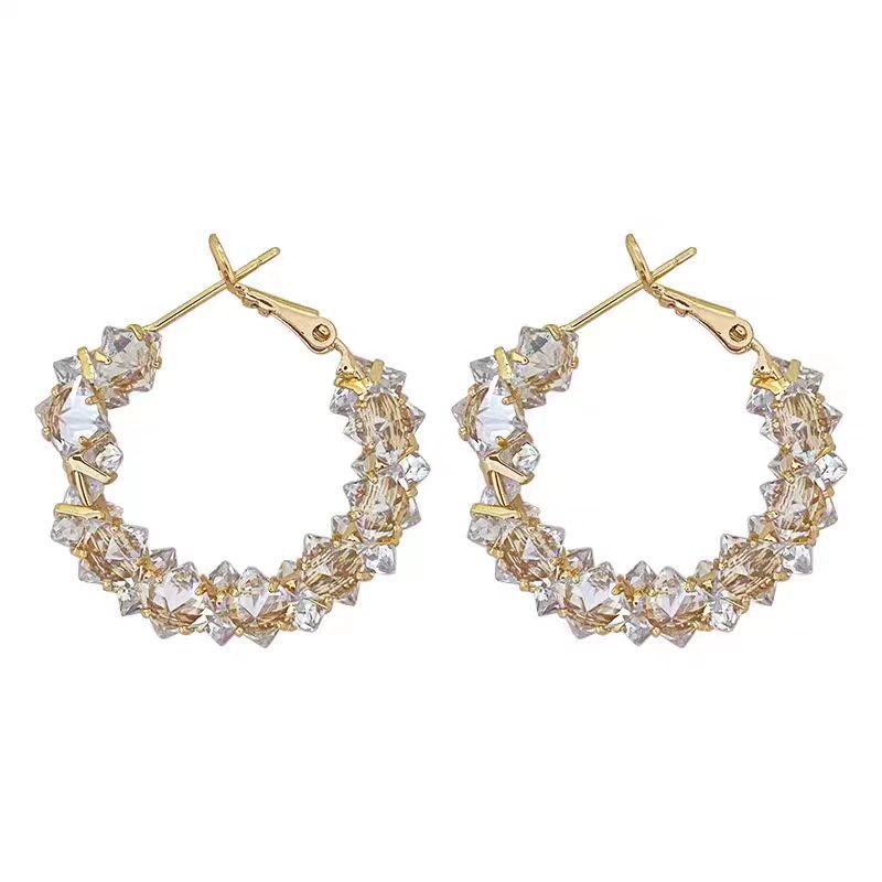 Women's Rhinestone Refined Zircon Round Design High-grade Earrings