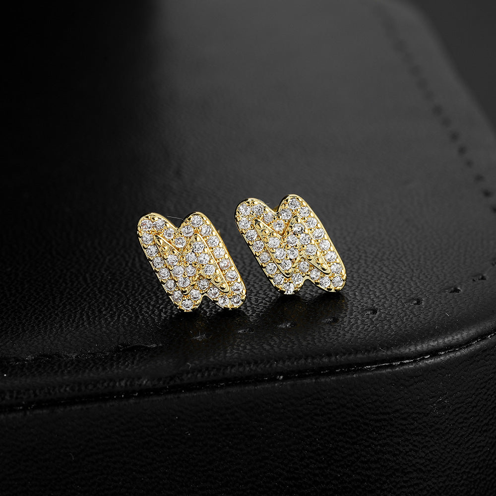 Women's & Men's Hop Copper Lightning Fashion Personality Ear Full Stud Earrings