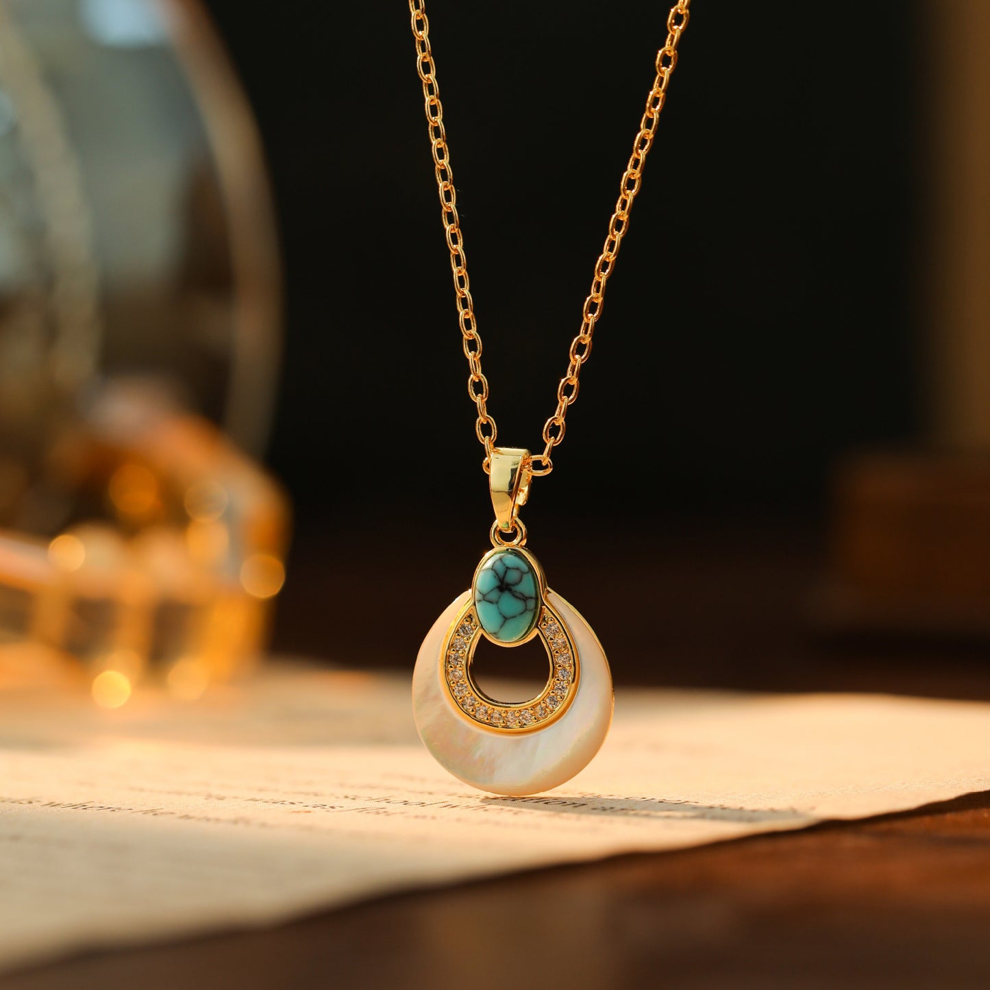 Hollow High-grade Blue Turquoise Clavicle Chain Necklace