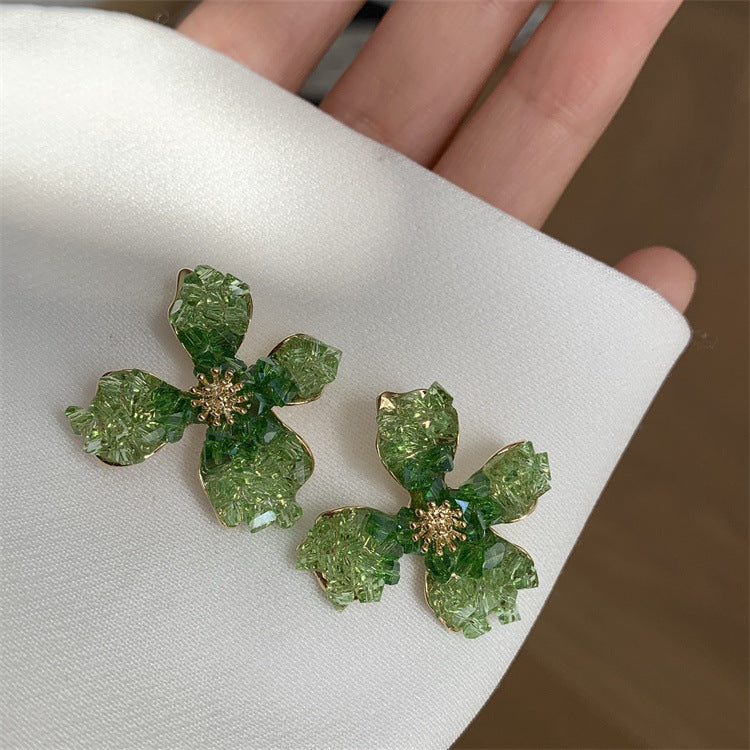 Women's Sweet Elegant Green Crystal Light Luxury Earrings