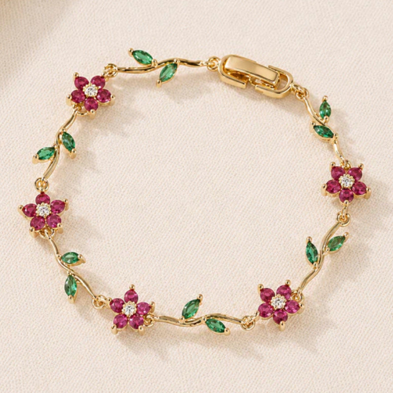 Tulip Colorful Crystals Gem Flower Light Bracelet