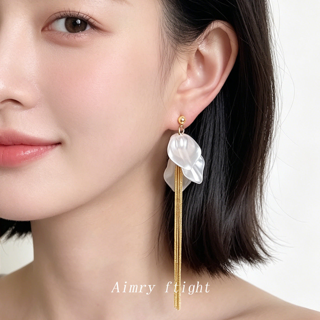 Women's Fashionable High-grade Long Tassel Handmade Fresh Temperament Sweet Niche Personality Earrings