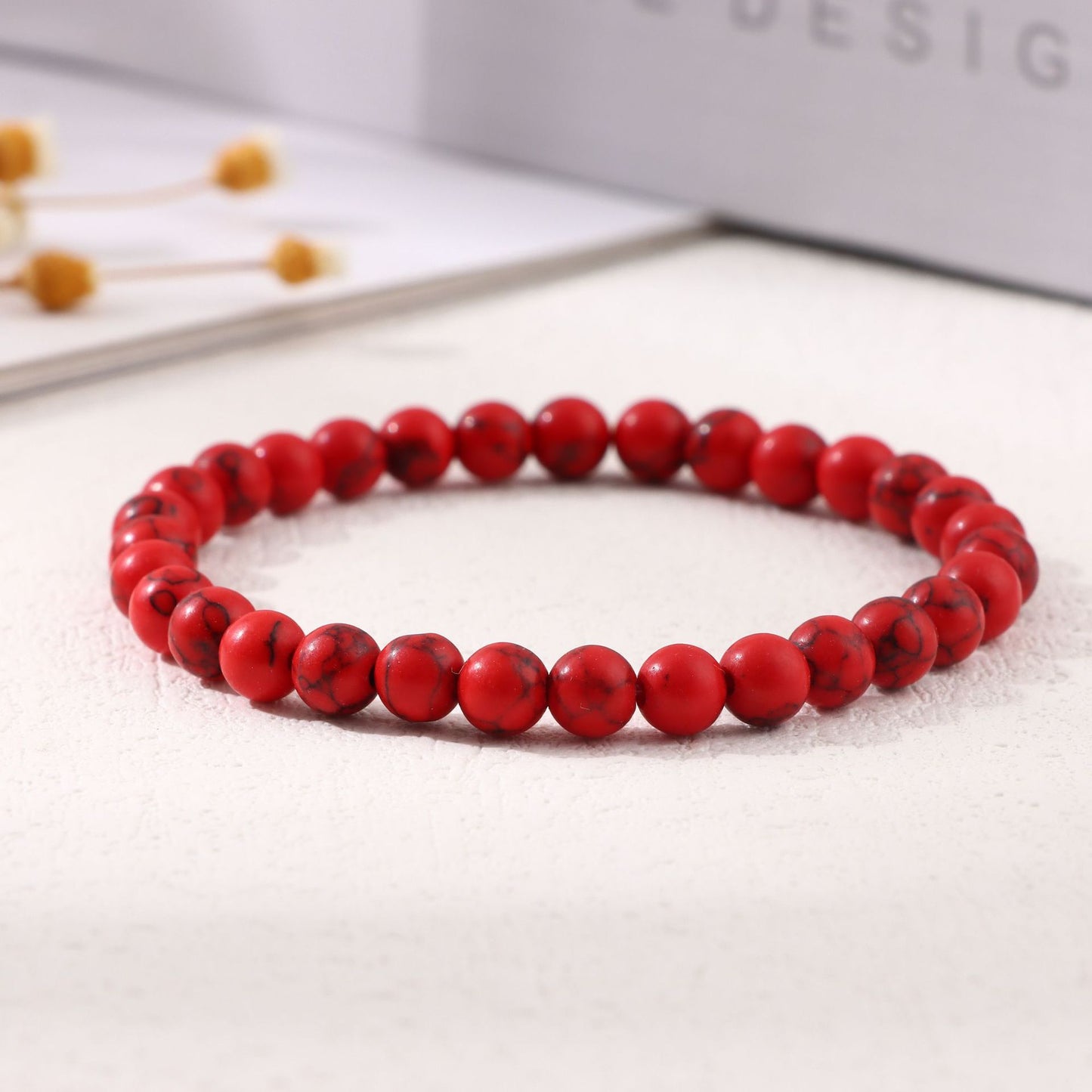 Women's & Men's Round Beads Couple Fashion Elastic String Beaded Bracelets
