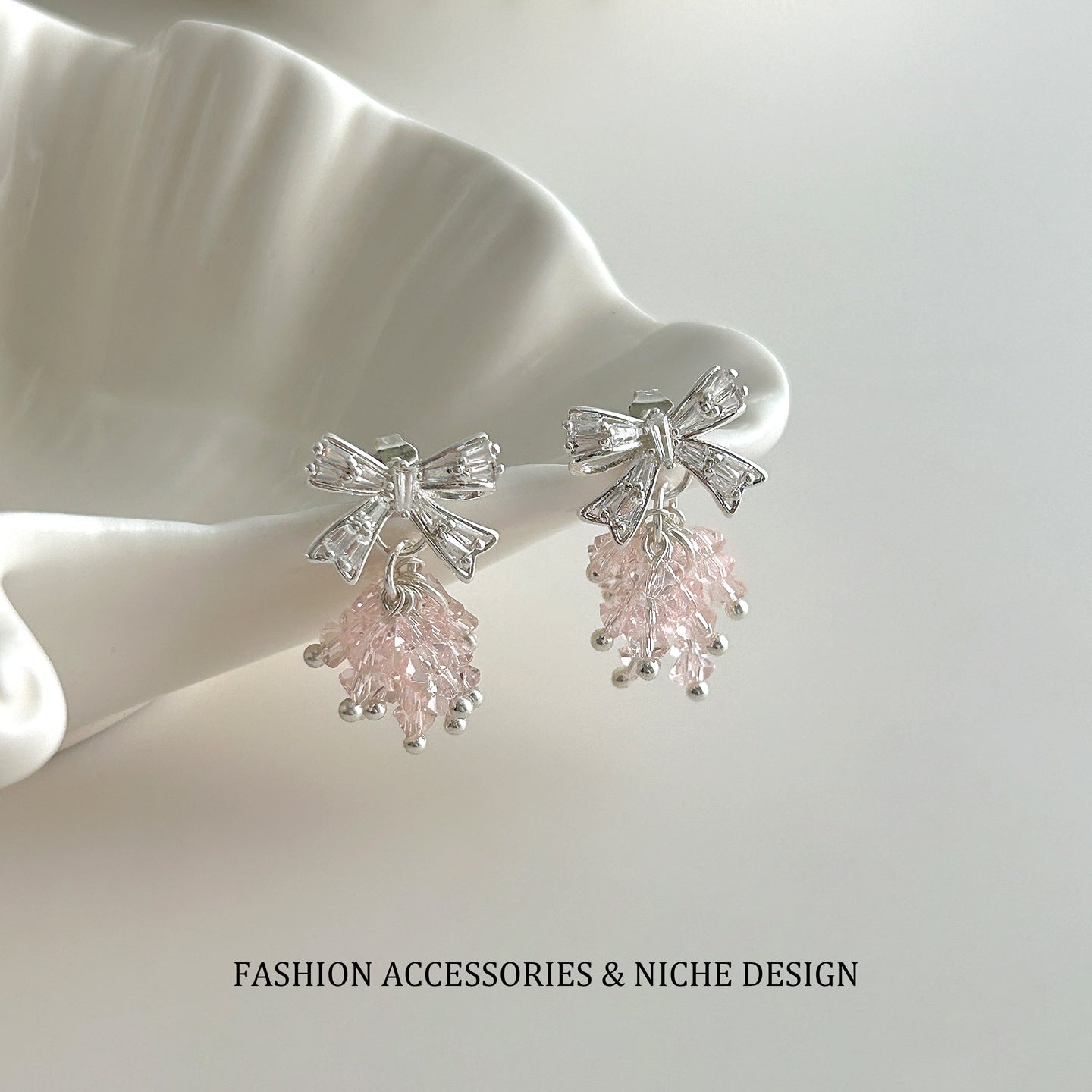 Women's Bow Crystal Tassel Niche Design Elegant High-grade Earrings