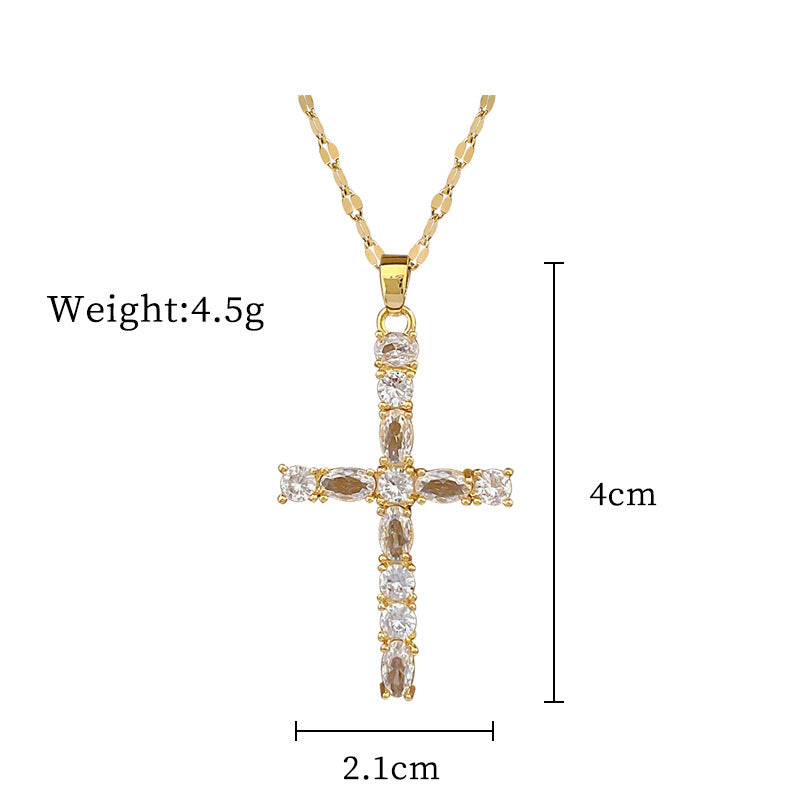 Steel Lucky Female Copper Micro Inlay Real Gold Plating Necklaces