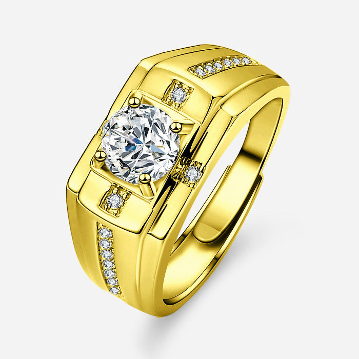 Men's Diamond Single Simulation Karat Wedding Classic Temperament Ring