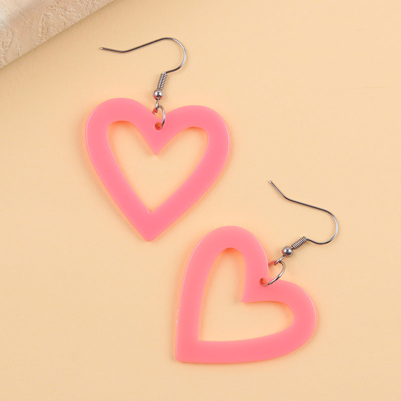Women's Love Heart Fluorescent Color Heart-shaped Acrylic Earrings