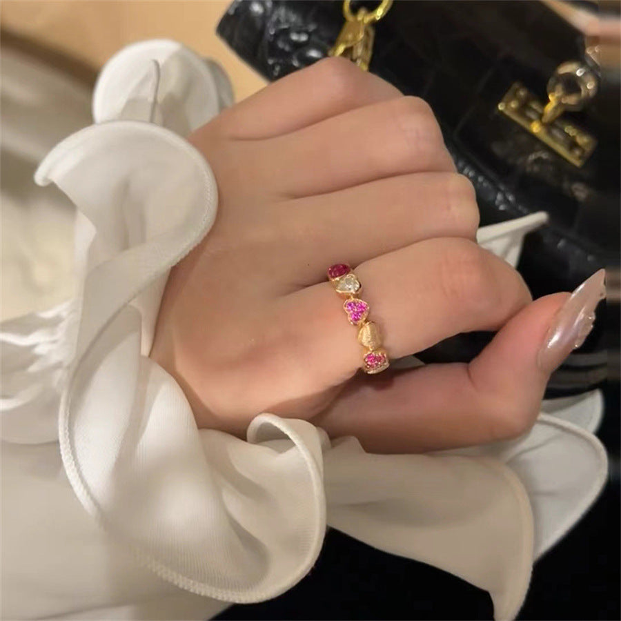 Style Exquisite Pink Diamond Full Female Light Rings