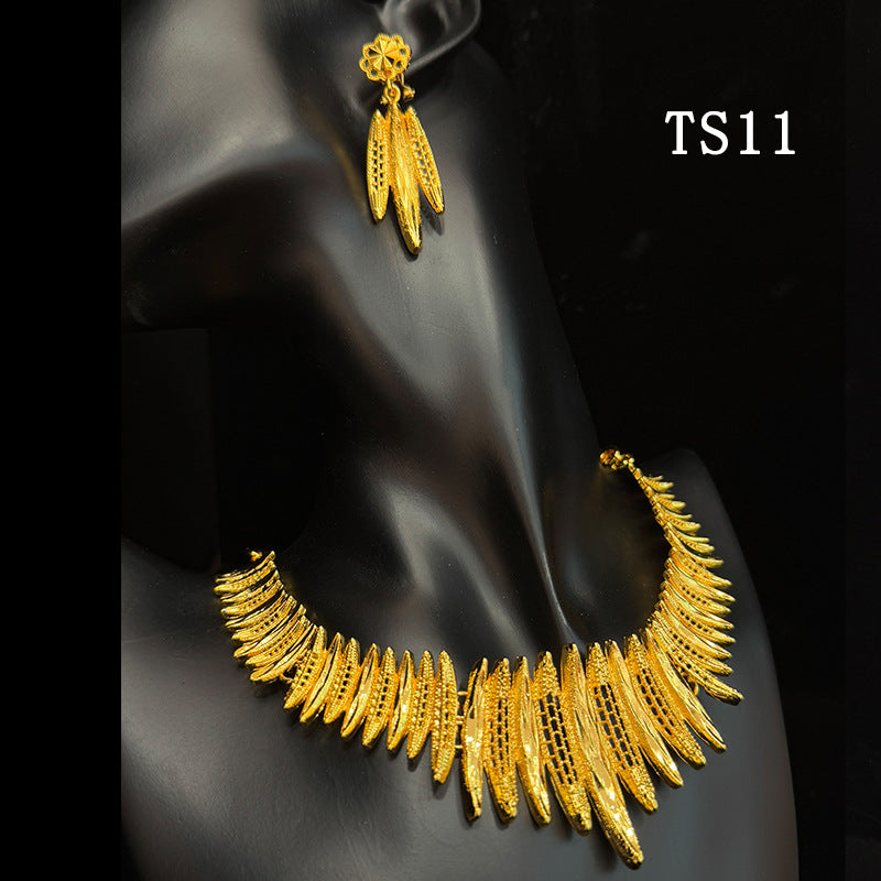Gold Plated Female Bridal Wedding Imitation Jewelry Set