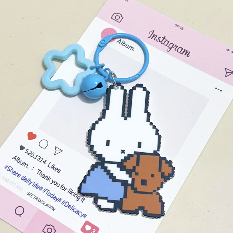 Pixel Cartoon Key Button Schoolbag Cute Acrylic Hang Decorations Hanging Ornaments