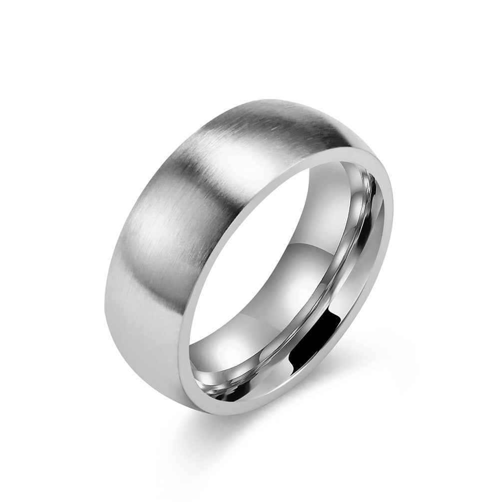 Men's Simple Titanium Steel Matte Brushed Inner Rings