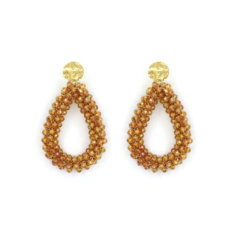 Women's Handmade Woven Crystal Fashion Water Drop Creative Bohemian Chic Earrings