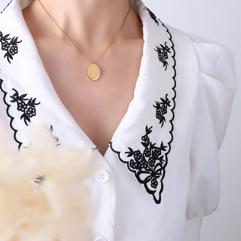 Carved Flower Titanium Steel Creative Design Necklace