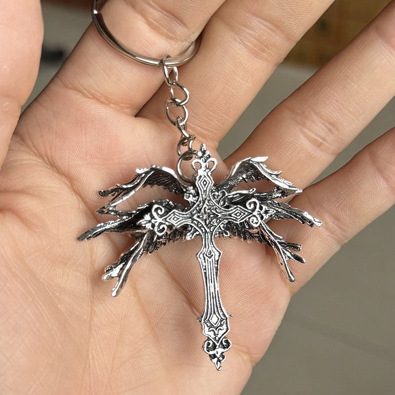 Six Wing Angel Cross Exaggerated Fashion Style Sweater Necklaces