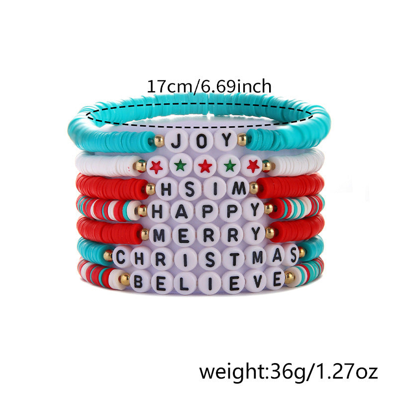 Christmas Female Snowflake Tree Polymer Clay Bracelets