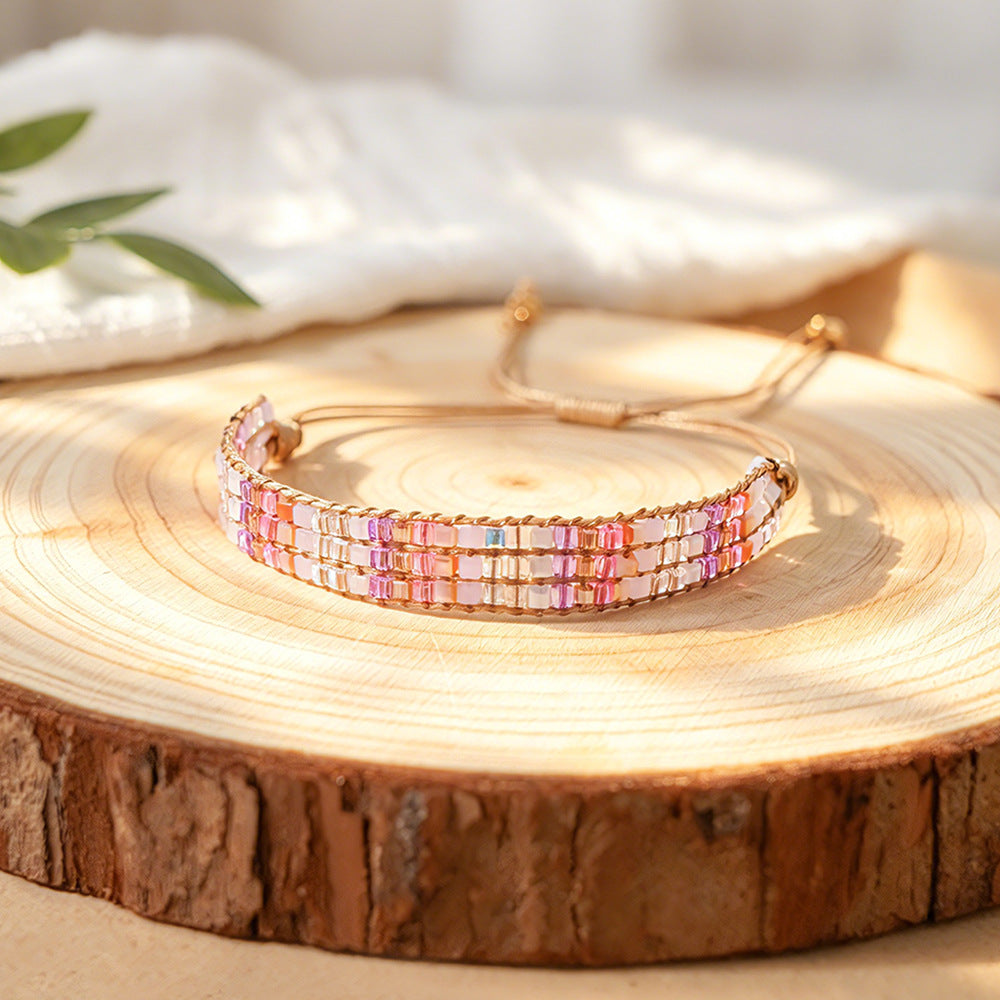 Women's Design Hand-woven Adjustable Bead Carrying Strap Bracelet