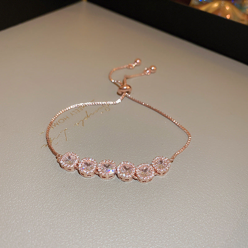 Women's Korean Geometric Round Zircon Light Luxury High-grade Stylish Simple Bracelets