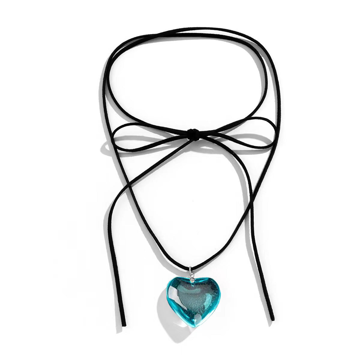 Red Glass Large Love Crystal Korean Style Personalized Necklace