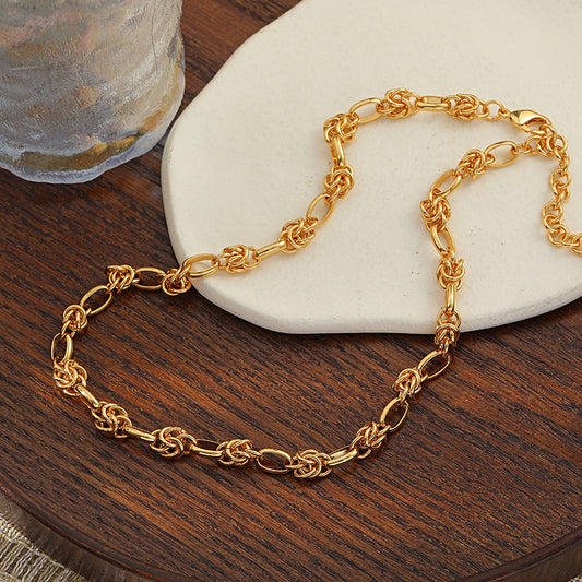 Women's Personalized Hip Hop Gold Knotted Sweater Chain Fashion Necklaces